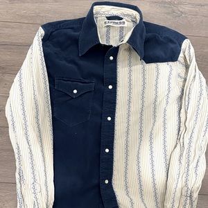 Western two tone snap button shirt, size Medium